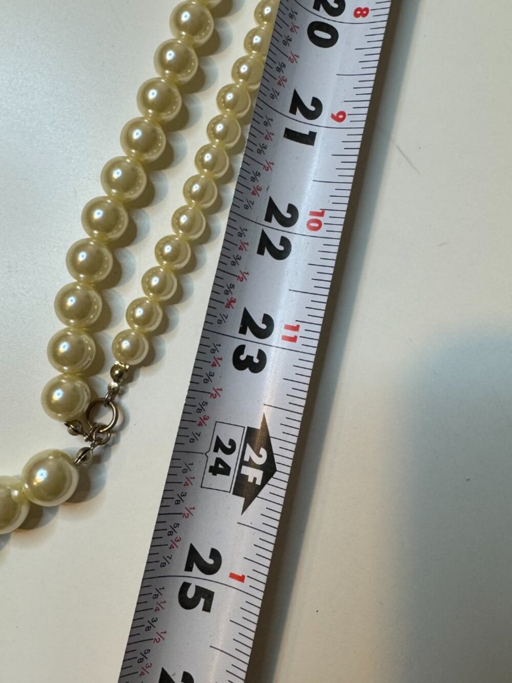 Vintage 3-Strand Faux Pearl Necklace 24" Classic Clasp - Picture 2 of 2